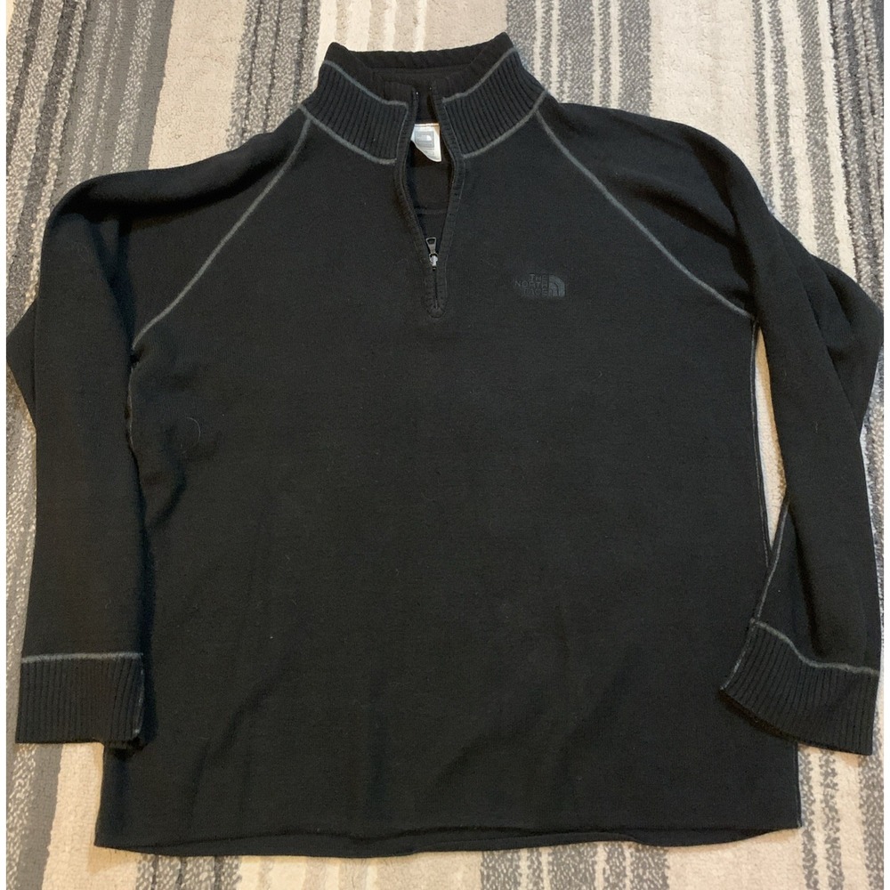 The North Face‎ A5 Series 1/4 Zip Sweater Pullover Wool Blend Men's L Black